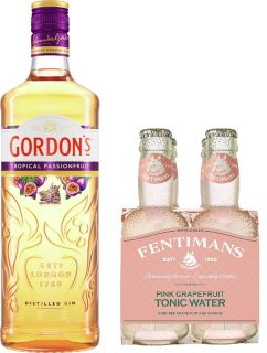 Gordon's Tropical Passion Fruit Gin 37,5% 0,7l + Fentimans Pink Grapefruit Tonic 4x 0,2l ZDARMA