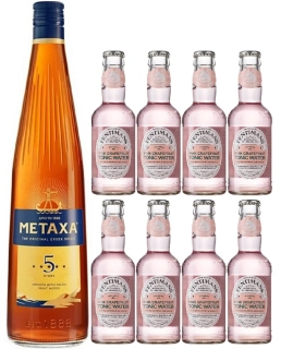 Metaxa 5* 38% 1l + 8x Fentimans Pink Grapefruit Tonic 0,2l